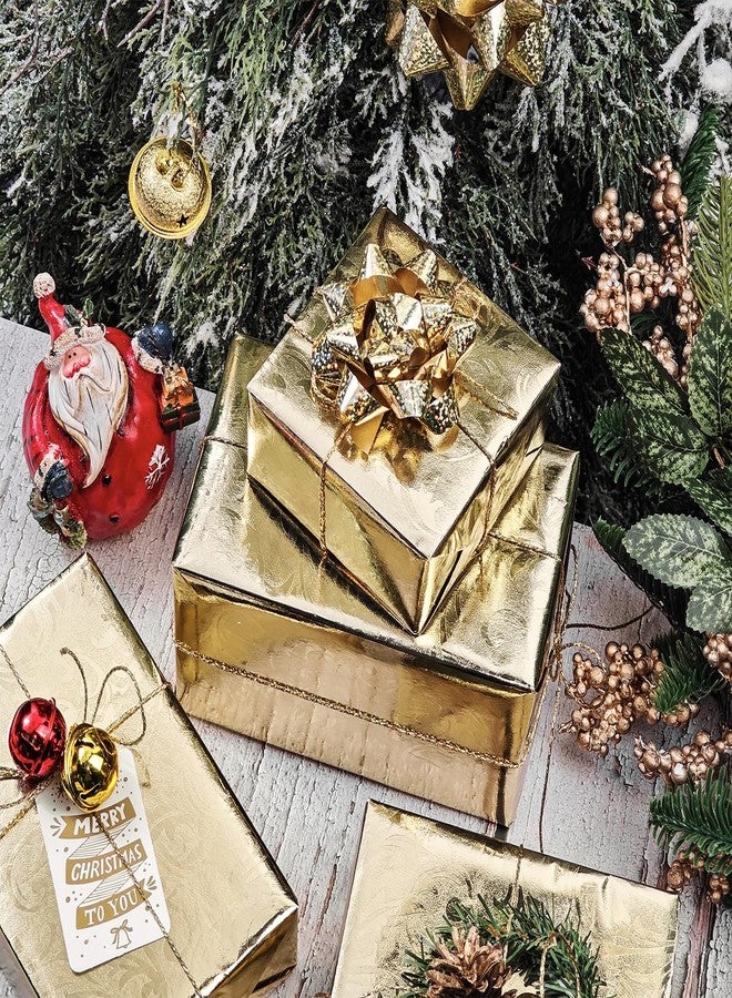 LeZakaa 3D Embossed Floral Foil Gold Wrapping Paper, Vintage Flower Metallic Foil for Birthday Christmas Party Holiday Gift Wrap, for DIY Crafts Scrapbook, Mini Roll 17 inch x 32.8 Ft(Gold) - Image 5